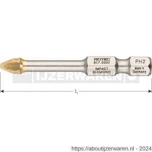 Rotec 817 Impact schroefbit Diamond E6.3 Phillips PH 3x50 mm set 5 stuks - W50910723 - afbeelding 2