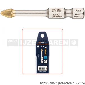 Rotec 817 Impact schroefbit Diamond E6.3 Phillips PH 1x50 mm set 2 stuks - W50911377 - afbeelding 1