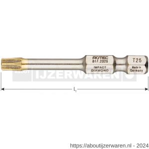 Rotec 817 Impact schroefbit E6.3 Diamond Torx T 25x50 mm set 5 stuks - W50910757 - afbeelding 2