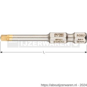 Rotec 817 Impact schroefbit E6.3 Diamond Robertson SQD 3x50 mm E6.3 Diamond Diamond set 5 stuks - W50910771 - afbeelding 2