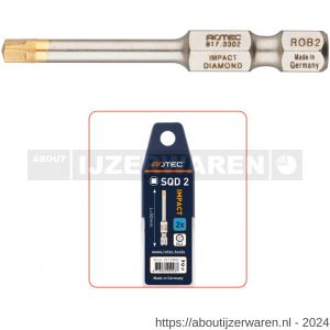 Rotec 817 Impact schroefbit E6.3 Diamond Robertson SQD 3x50 mm set 2 stuks - W50911455 - afbeelding 1