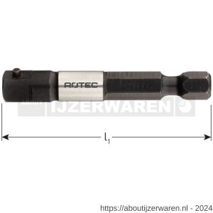 Rotec 820 adapter E6.3 > vierkant 1/4 inch met stift L=50 mm - W50912888 - afbeelding 1