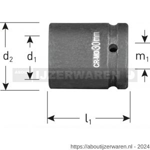 Rotec 842 krachtdop binnenvierkant 1/2 inch kort SW 13 mm L=40 mm - W50910951 - afbeelding 2