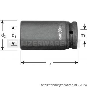 Rotec 842 krachtdop binnenvierkant 1/2 inch lang SW 12 mm L=80 mm - W50910969 - afbeelding 2