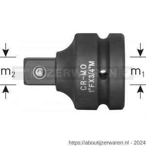 Rotec 842 adapter vierkant 1/2 inch (F) > vierkant 3/4 inch (M) - W50910985 - afbeelding 2