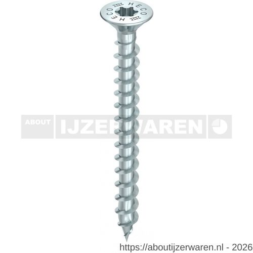 Heco-Topix-Plus houtbouwschroef 6,0x80 mm platverzonken kop met freesholtes Heco-Drive HD 30 variabele voldraad verzinkt blauw A3K 100 stuks VARIANTA verpakking - W50802319 - afbeelding 1