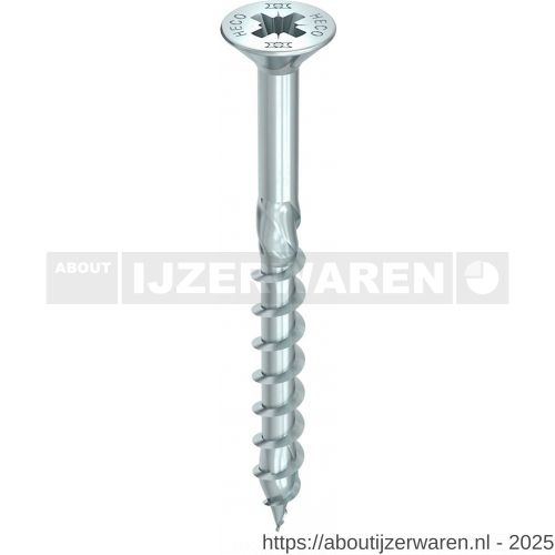 Heco-Topix-Plus spaanplaatschroef 6,0x70 mm platverzonken kop met freesholtes Pozi-Drive PZD 3 deeldraad verzinkt blauw A3K 200 stuks VARIANTA verpakking - W50802879 - afbeelding 1