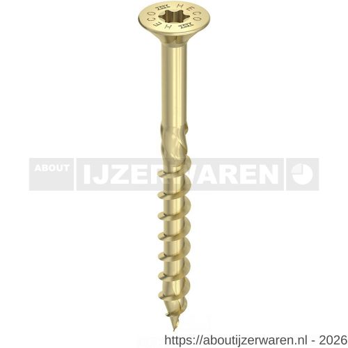 Heco-Topix-Plus spaanplaatschroef 3,5x35 mm platverzonken kop met freesholtes Heco-Drive HD 20 deeldraad verzinkt geel A3L 1000 stuks VARIANTA verpakking - W50803196 - afbeelding 1