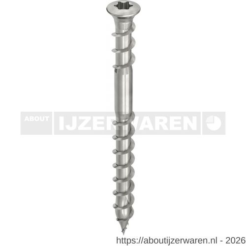 Heco-Topix-Plus RVS A2 5,0x60 mm vlonderschroef verzonken lenskop Heco-Drive HD 20 onderkopdraad blank glijcoating 350 stuks Kunststof box - W50803370 - afbeelding 1