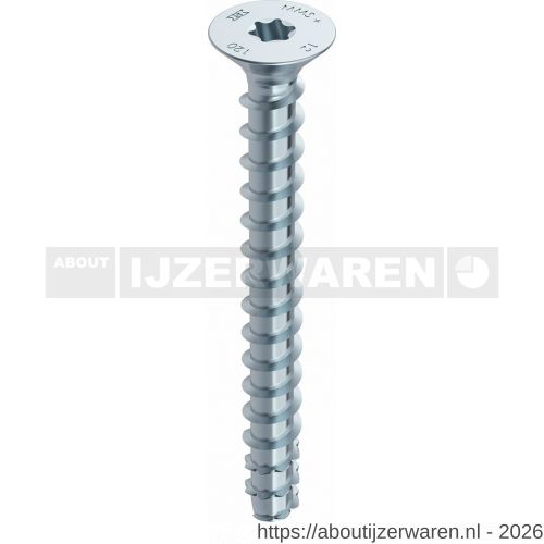 Heco Multi-Monti-Plus F schroefanker 5,0x60 mm platverzonken kop T-Drive T 25 verzinkt blauw A2K 200 stuks VARIANTA verpakking - W50802008 - afbeelding 1