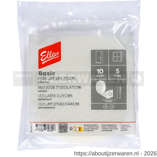 Ellen inbouwprofiel tochtband schuim zelfklevend Weatherstrip Foam 12x6 mm 10 m - W51010410 - afbeelding 1