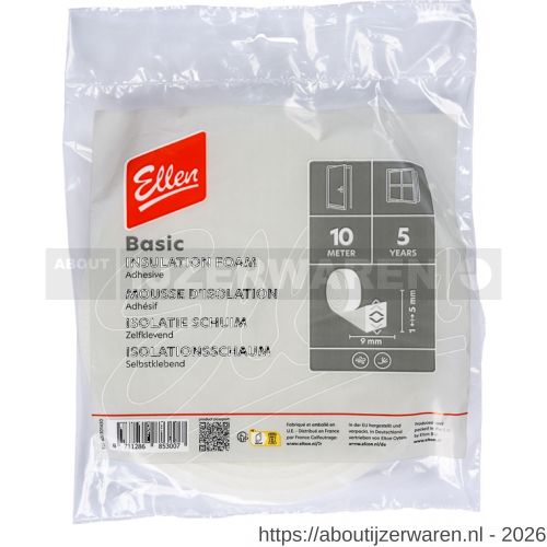 Ellen inbouwprofiel tochtband schuim zelfklevend Weatherstrip Foam 9x6 mm 10 m - W51010409 - afbeelding 1