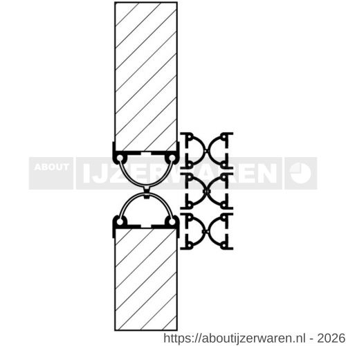 Ellen tochtwering deurnaaldprofiel DNP PVC 60 mm 250 cm - W51010291 - afbeelding 1