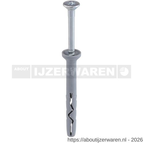 Klimas SM slagplug polyethyleen 5x40 mm platte kop PK Pozidriv PZ 2 verzinkt - W40897128 - afbeelding 1