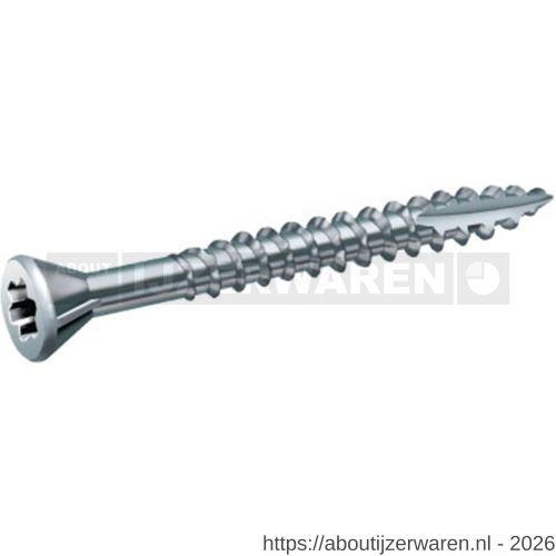 QZ Combi 808 spaanplaatschroef smalle kop deeldraad 6.0x100/65 mm Torx TX 25 staal gehard verzinkt - W50000835 - afbeelding 1