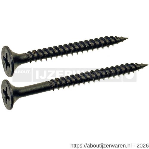 QZ 831 snelbouwschroef fijne draad type S trompetkop 3.9x35 mm Phillips PH 2 staal gehard gefosfateerd zwart - W50000181 - afbeelding 1