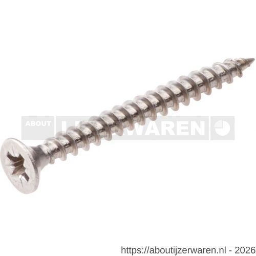Homefix spaanplaatschroef RVS A2 platkop PK Pozidriv PZ 2 4.0x50 mm kuip 100 stuks - W51405940 - afbeelding 1