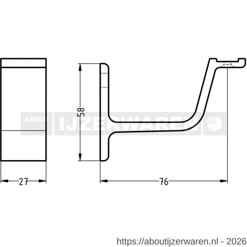 Hermeta 3551 leuninghouder vlakzadel profiel stok M8 mat naturel - W20101447 - afbeelding 1