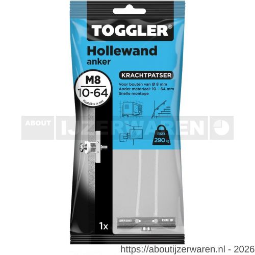 Toggler M8-1 hollewandanker M8 zak 1 stuks plaatdikte 10-64 mm - W32650042 - afbeelding 1